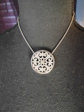 Touchstone Crystals Swarovski Medallion Necklace Silver Tone Rhodium Plated 18"