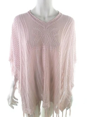 MISS MILLA Damen Poncho Pullover Gr. S Puderrosa Acryl 100% Offener Strick