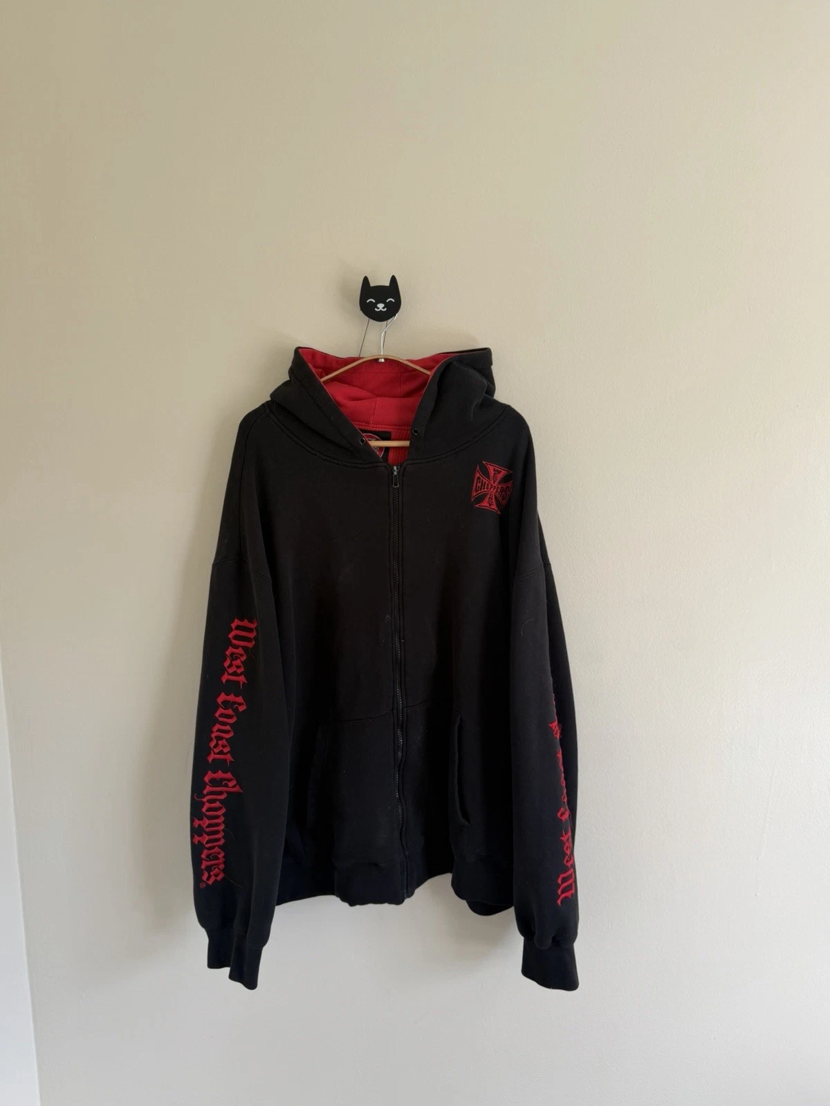 West Coast Choppers Vintage Black Red Thermal Zip Up Tagged Size XXL Fits Size L