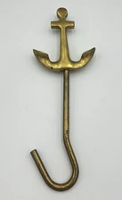 Vintage Solid Brass Anchor Fireplace Damper Pull Hook