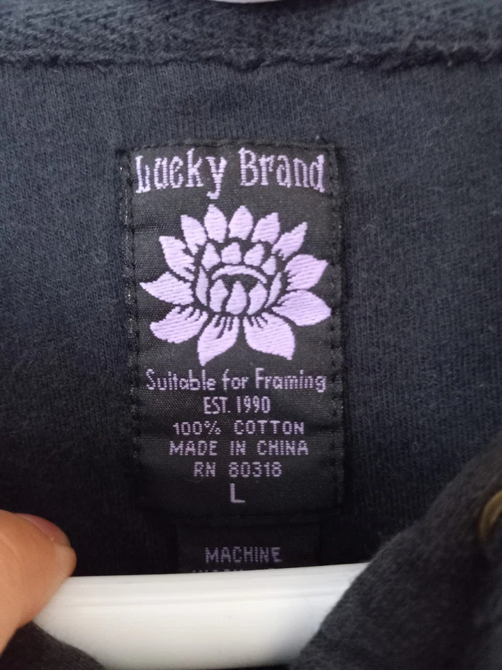 LUCKY BRAND Women's Vtg Y2K Full ZIp Cotton Asian Embroidered Hoodie Casual L - Image 3 of 4