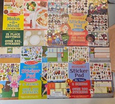 4 Melissa  Doug Reusable Sticker Pad lot My Town Fairies Face it Make a Meal