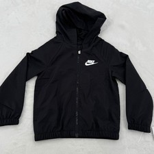 Nike Boys Black Dri-FIT Hooded Windbreaker Jacket Size 4 Youth XS New Stylish