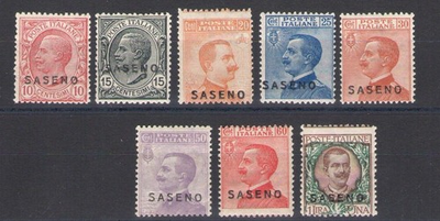 #ad 1923 SASENO Overprinted Italian Stamps No. 1 8 8 values MNH** $527.20