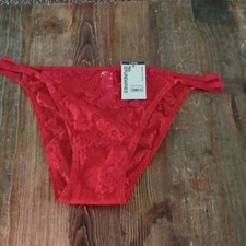No Boundaries Women's Red Lace Floral Cheeky Panties L 12-14 Stretch Sheer