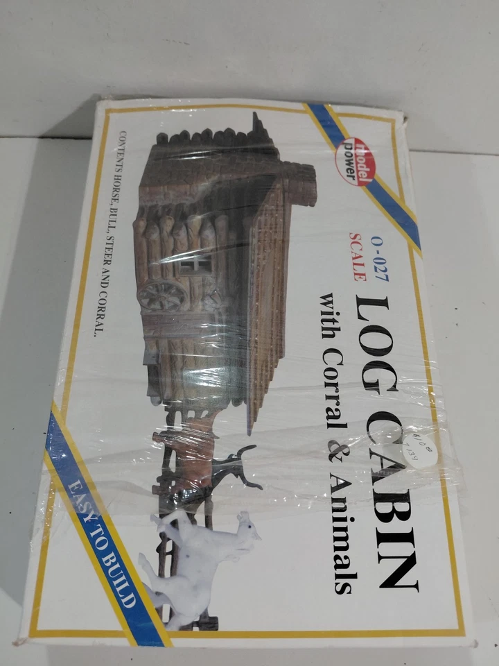 NOB Model Power 6100 O Gauge Model Railroad Log Cabin w/ Corral & Animals w/Box - Image 4 of 4