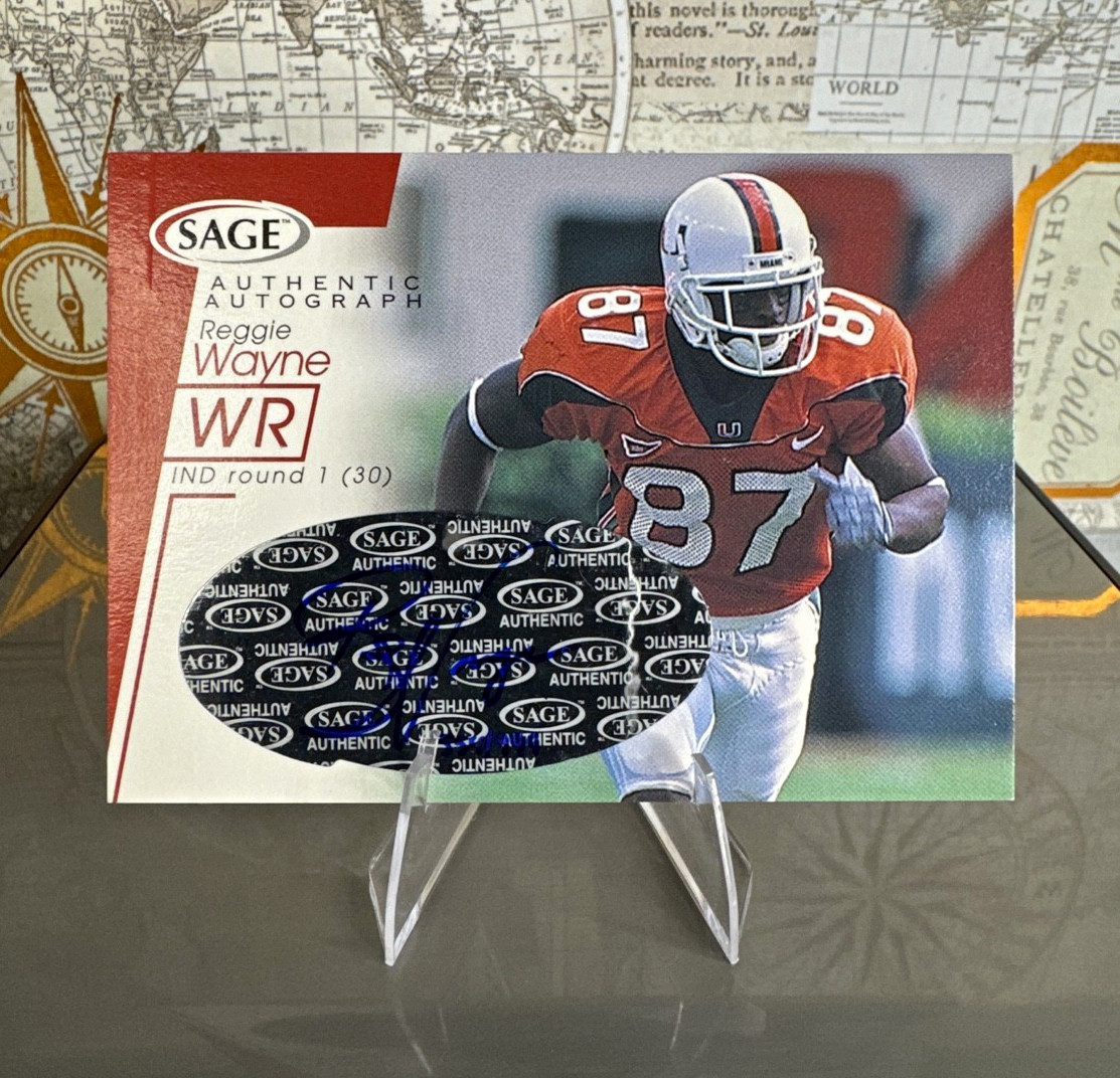 2001 Sage - Autographs Reggie Wayne #A49 Red /999 (AU, RC)