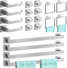 20-Piece Brushed Nickel Bathroom Hardware Set, 24 Inch Bath Towel Bar Set, Stain