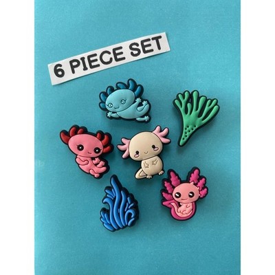 6x Niedliche Axolotl Salamander Fisch Schuh Charms für Crocs Schuhe PVC Clog Zubehör