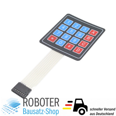 Membrane Keypad Folientastatur 4x4 16 Tasten 8 Pin 35V Arduino  Raspberry Pi AVR