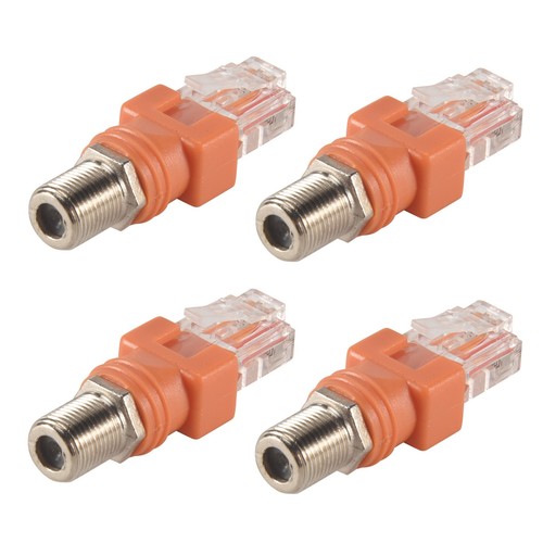 Coaxial to Ethernet Adapter, 4 Pack Coax F Female to RJ45 Male ...