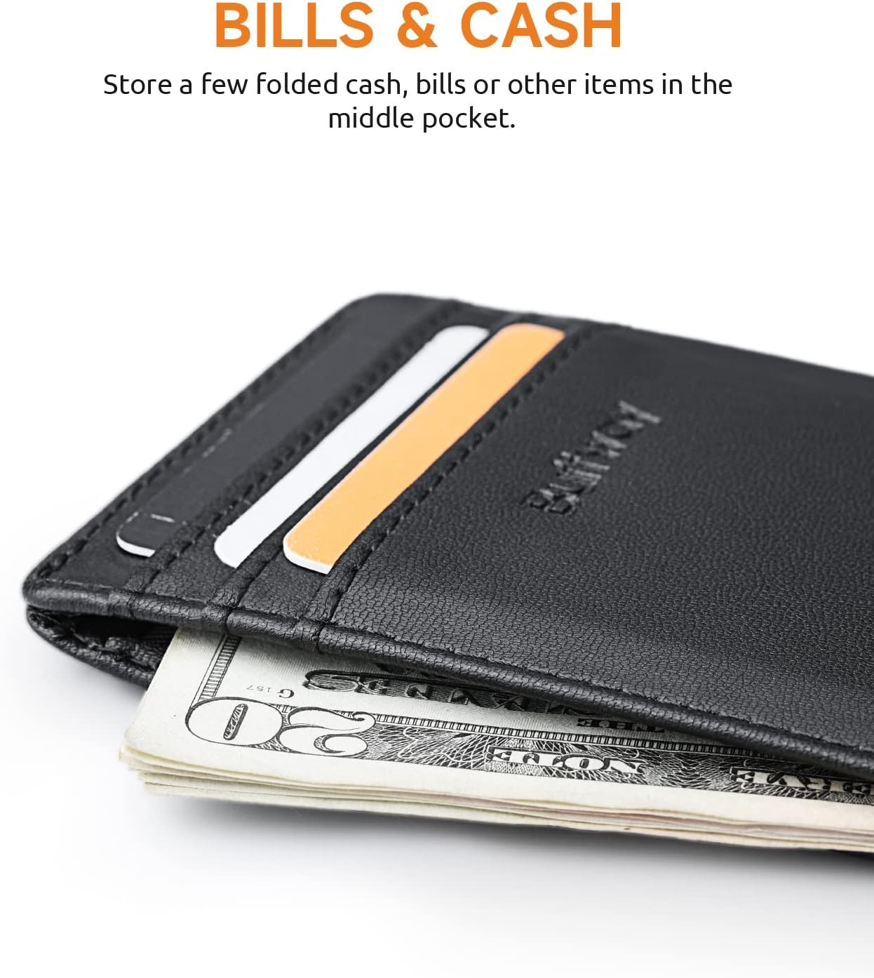 Buffway Mens Slim Wallet, Minimalist Thin Front Pocket Leather Credit Card 