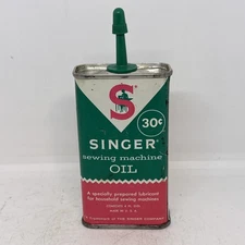Vintage 60’s SINGER Sewing Machine Oil ~ 4oz Tin Oil Can Handy Oiler