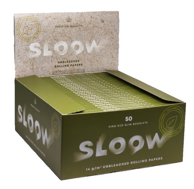 50x 32 Sloow UNBLEACHED King Size Slim Papers, 32 Blatt Long Zigarettenpapier