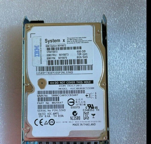 IBM Lenovo 90Y8873 90Y8872 90Y8876 HARD DRIVE 600GB 10K 6G 2.5 SAS - Image 2 of 2