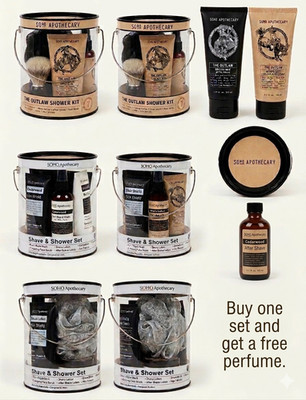 SOHO Apothecary The Outlaw Shower Kit Shave & Shower Set w/ Brush Aftershave