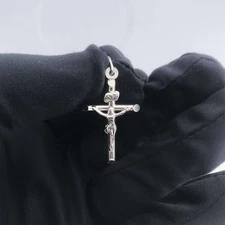 14K White Gold Blessed Jesus Crucifix Religious Cross Pendant 1.5"