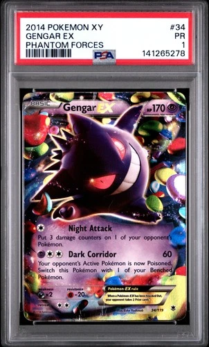 Gengar EX 34/119 Phantom Forces Pokemon PSA 1