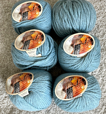 Lot 6 x 100gr skeins PONCHIELLI Stormy Blue Sky Alpaca Wool Acrylic Bulky Yarn