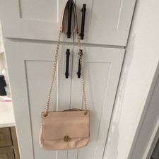 Tory Burch Pale Pink Pebbled Small Shoulder Bag Chain Strap Gold Hardware