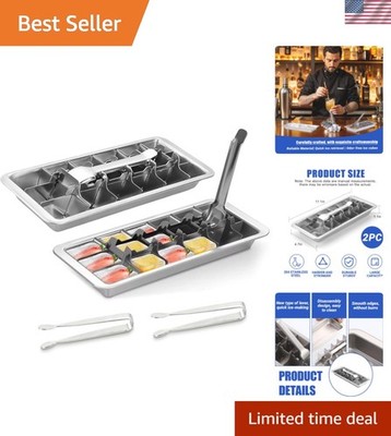 2 Pcak 18-Slot Ice Cube Trays Stainless Steel - Professional Heavy Duty Metal...