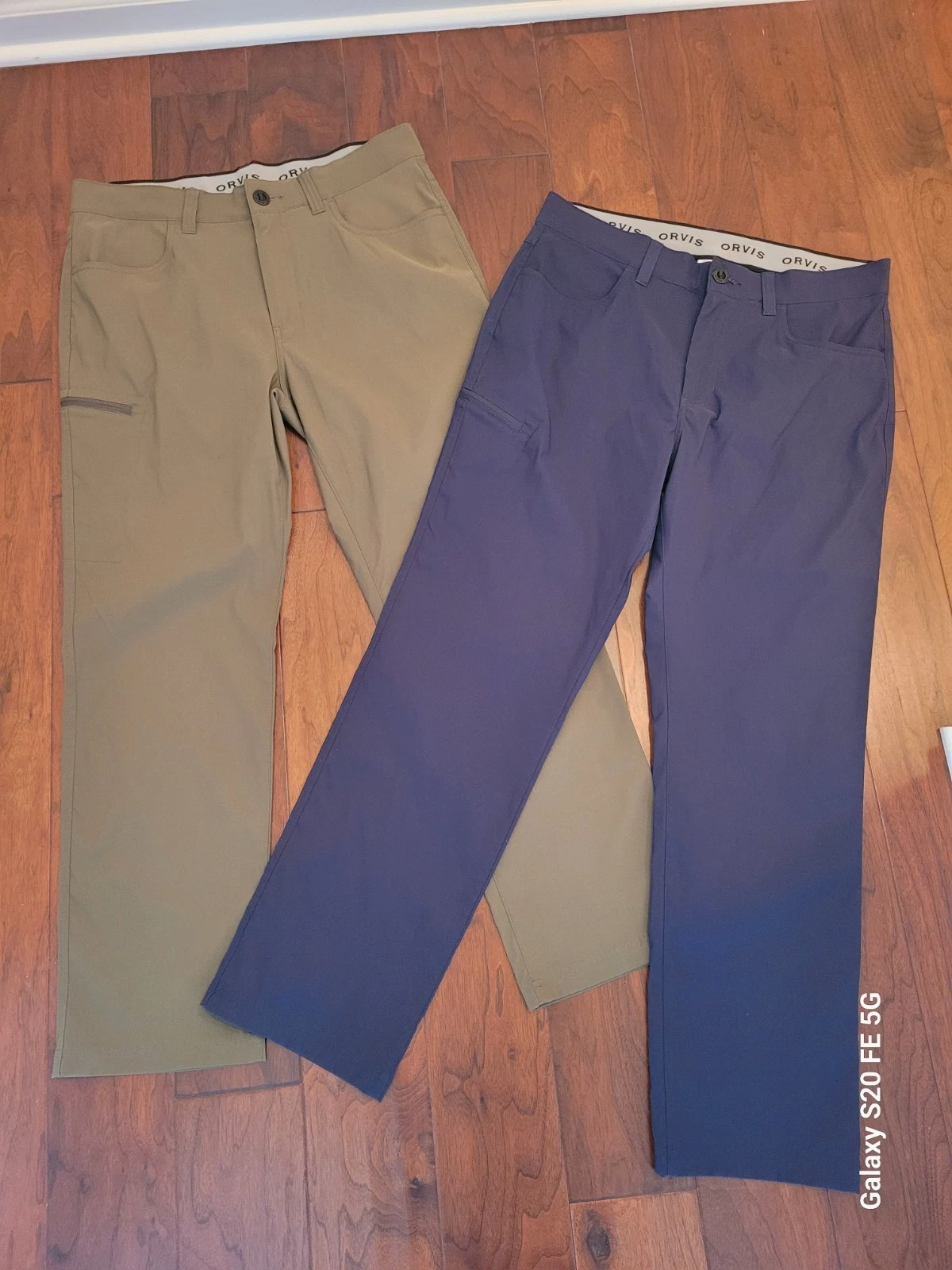 Orvis Lot of 2 Tech Pants 34x30 Green Navy Hiking Fishing Camping Stretch