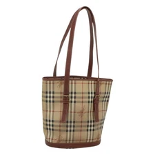 BURBERRY Nova Check Shoulder Bag PVC Beige Gold Auth yk18181