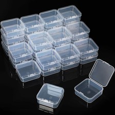 36 Pieces Small Clear Plastic Beads Storage Containers with Hinged Lid, Stora...