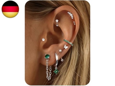 9 Paar Ohrringe Gold Set 316L Chirurgenstahl Medizinische Ohrstecker 14K