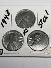 1943 P D S Lincoln Steel Wheat Cent Penny Lot Of Three