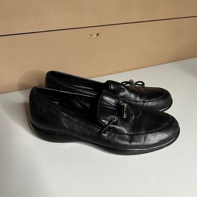 Prada Sport 3D5244 Black Leather Toggle Loafers Womens 36.5 Made in Italy