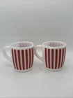 Vintage HAZEL ATLAS *RED CANDY STRIPE* Milk Glass Coffee Mugs (2)