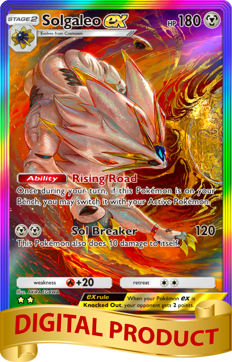 solgaleo ex pokemon card Pokemon Pocket TCG Trading Card 2 Star Rainbow Solgaleo EX Celestial DIGITAL