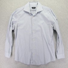 Marc Anthony Shirt Mens 16.5 34/35 Slim Fit Button Up Blue Striped Long Sleeve