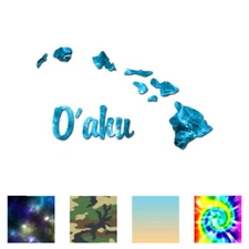 Oahu Hawaiian Islands - Decal Sticker - Multiple Patterns & Size - ebn2391