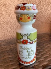 Turi-Sugar/Flour  Shaker design: "Folklore" Porcelain Made in Norway in 1970's