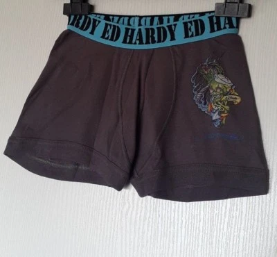 ED HARDY KIDS BOXER 100% COTON TAILLE 8 ANS (S ENFANT) COLORIS GRIS - Photo 1/4