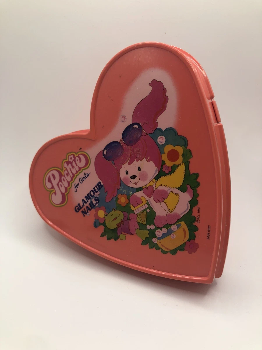 Vintage 1980 s Poochie Dog For Girls Mattel 1982 Pink Heart Case Glamour Nails