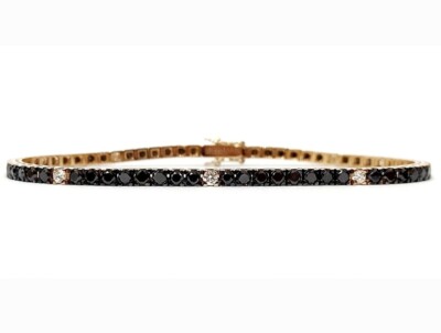 BRACCIALE TENNIS IN ORO GIALLO CON DIAMANTI BIANCHI E DIAMANTI NERI – Dalù Gioielli