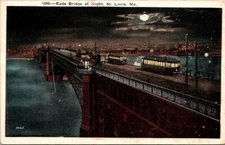 Postcard Eads Bridge At Night St Louis Mo 1924