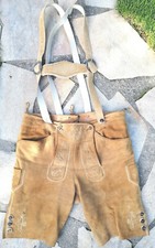 Bayerische bestickte Kurze Lederhose mit Träger  Gr. 50