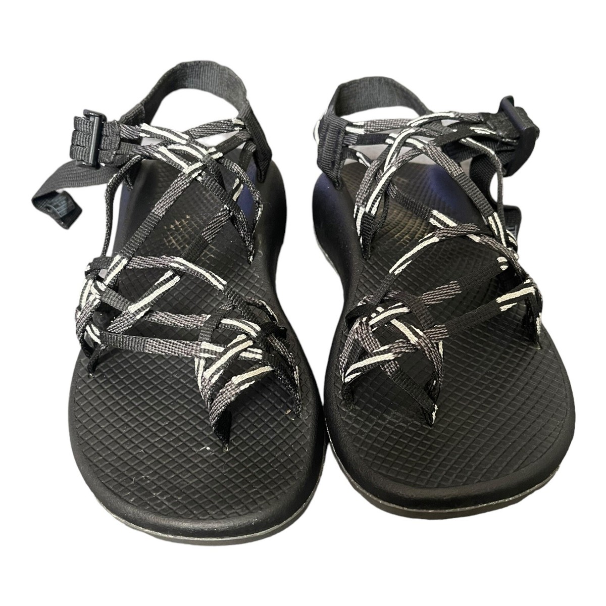 chaco women size 8 classic zx3 scatter black/white sport sandals