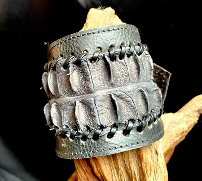 Echt Krokodilleder breit Leder Armband Armreif Biker