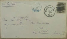 Chicago to Paris  via England #205 on cover /nice postmarks c1882
