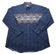 Roper Vintage 90's Long Sleeve Button Down Shirt Aztec USA Made Men's XL
