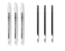 MUJI Erasable Ballpoint Pen Slim Retractable 0.38mm, Black 3 PCS 3 refills