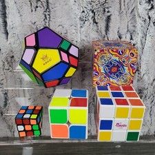 Lot Of 5 Puzzle Cubes Easy To Difficult - Mini To Skewb