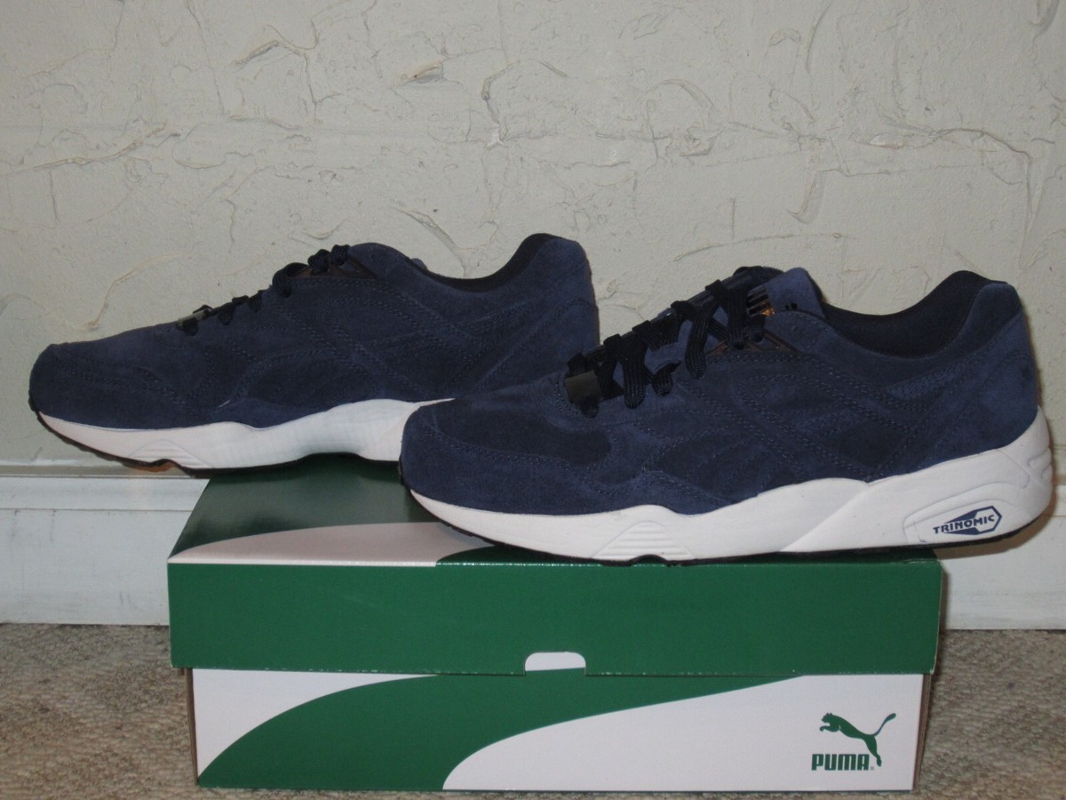 PUMA R698 Allover Suede Peacoat Navy Blue White Men's Size 9.5 NEW