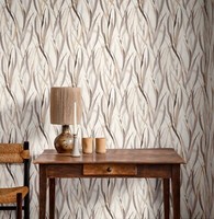 Vliestapete Rasch BläTter GräSer Aquarell Creme Grau Braun 330205 (3,74€/1Qm)