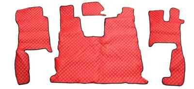 ECO LEATHER SET RED RHD FLOOR ENGINE COVERS MATS FOR TRUCK SCANIA R ...